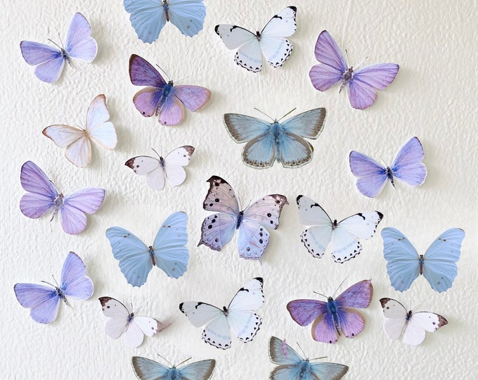 Mini cool toned paper butterfly decor
