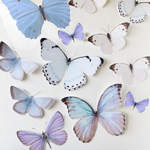 Blauer Papier-Schmetterling mit lavendelfarbenen Akzenten