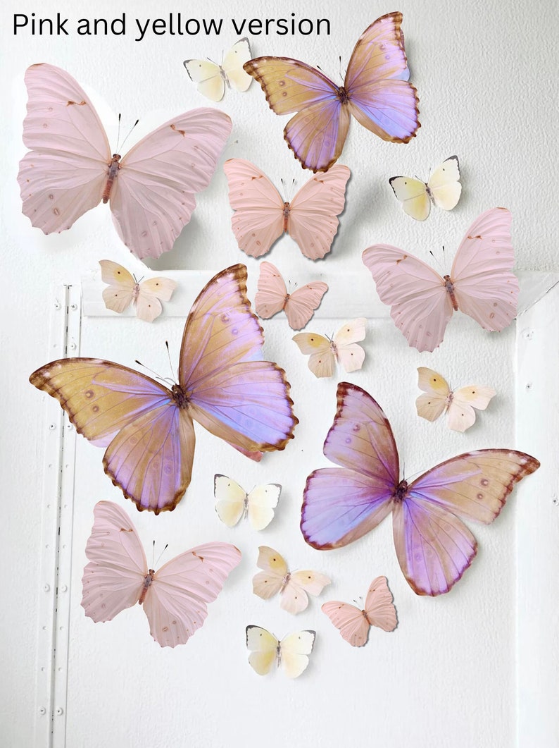 Giant pastel sunset paper butterflies image 9