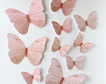 Peachy pink paper butterflies