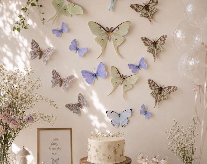 Giant Paper Luna moths and Butterflies
