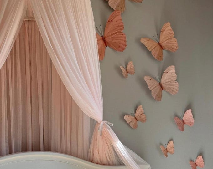 Peachy Pink Ombre Paper Butterfly Set - Whimsical Wall & Party Decor