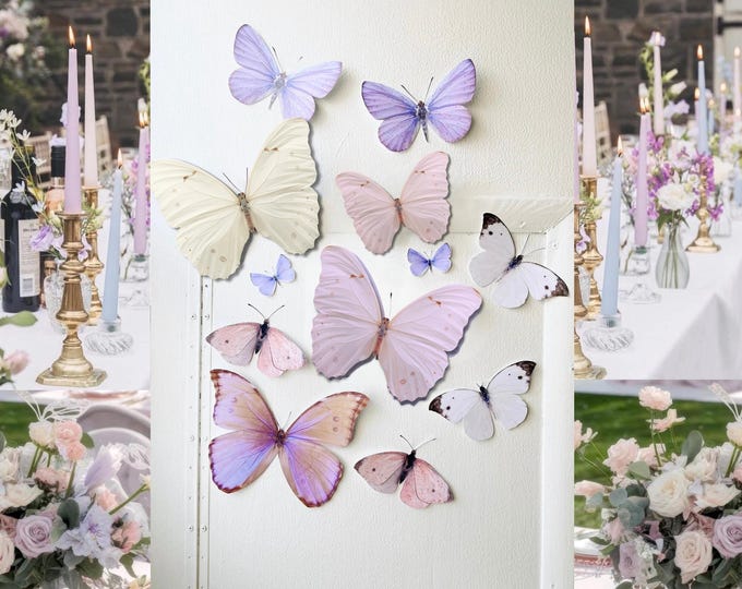 Giant Wisteria Pastel Paper Butterflies, party decor, backdrops, whimsical room wall hangings