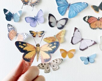 Vintage Butterfly Decor: 3D Paper Butterflies, Set of 25