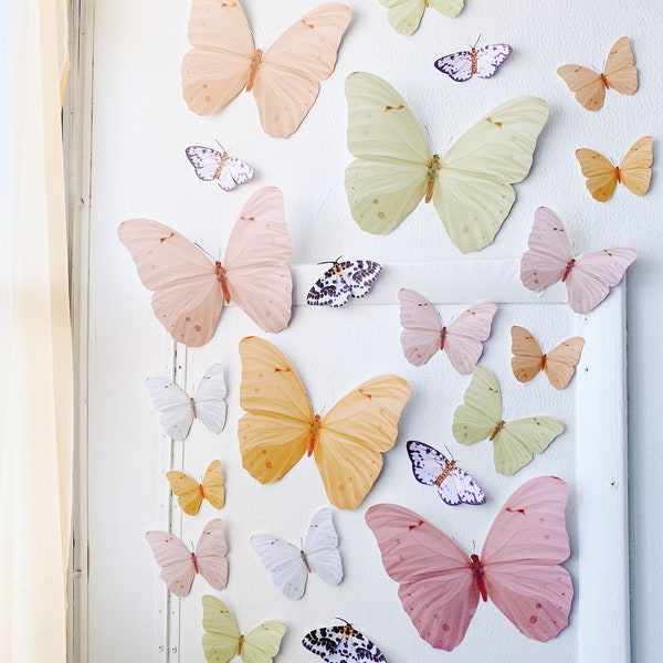 Honey colored paper butterflies and moths