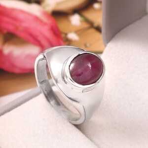 Natural Ruby Oval Ring In 925 Sterling Silver 7x9mm Gemstone Gift for Her July Birthstone Jewelry