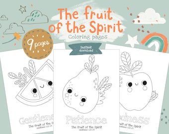 FRUIT of the SPIRIT-Coloring pages-Instant download- English and french