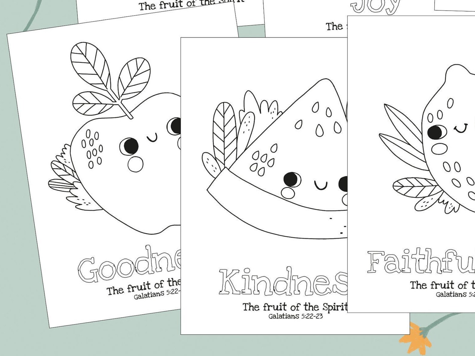 FRUIT of the Spirit-coloring Pages-instant Download English | Etsy