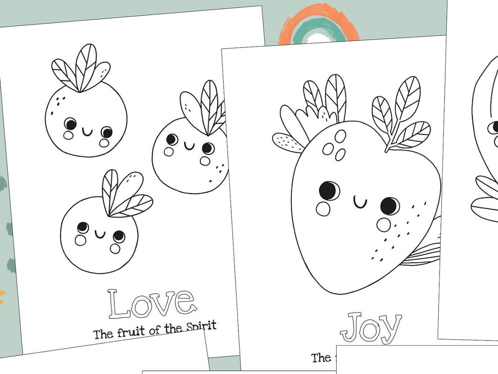 FRUIT of the Spirit coloring Pages instant Download English Etsy FRUIT of the Spirit coloring Pages instant Download English Etsy