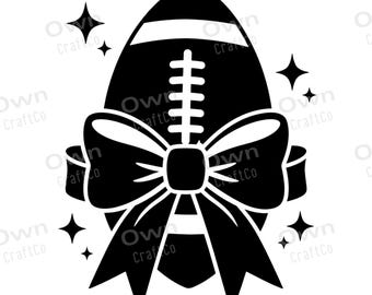 Coquette Football SVG, Bow Football PNG, Girly Football Cut File, Game Day Shirt Design, Cricut Sublimation DTF, Girly Football Craft Design