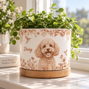 Personalized Pet Portrait Planter, Custom Dog Cat Flower Pot, Pet Lover Gift, Custom Name Plant Pot, Dog Mom Cat Mom Gift, Pet Loss Gift