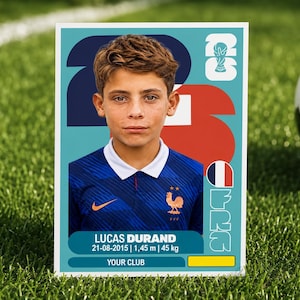 Custom 2026 World Cup Player Card, Personalized Football Card Print, World Cup Sticker + 2026, France Team Sticker