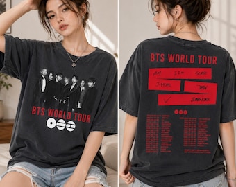 BTS World Tour 2026 Signed Shirt – Kpop Merch, Fan Gift, Signature Tee, Unisex Oversized