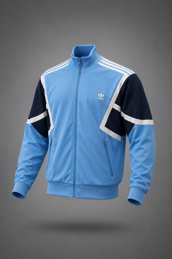 Adidas Vintage Trainingsjacke Blau Navy Weiß Gr. M/L