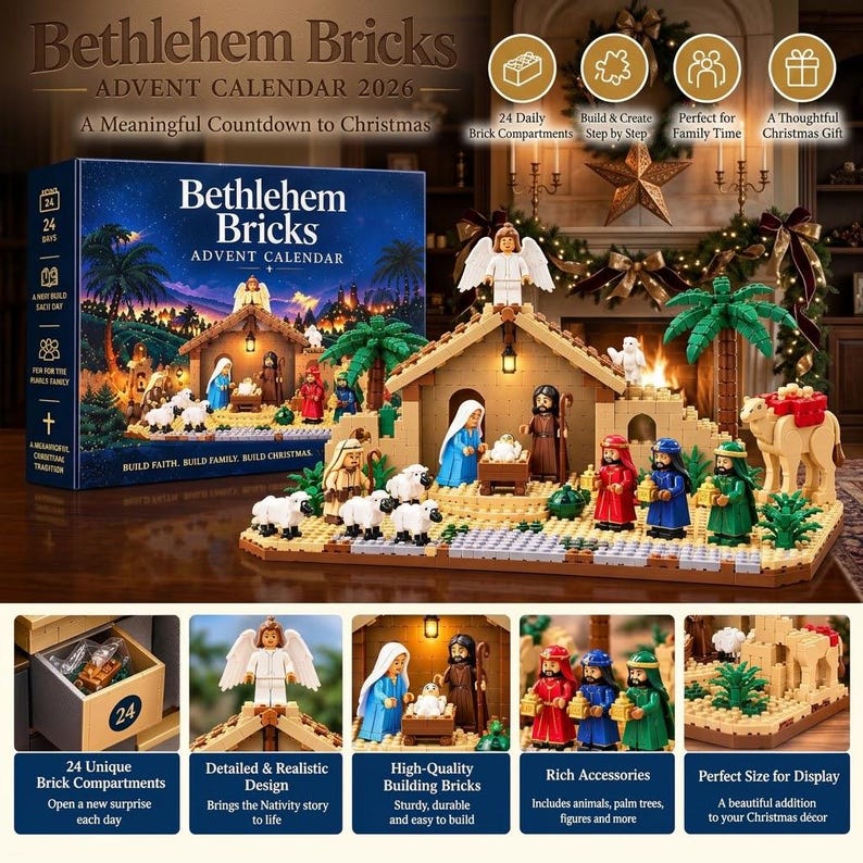 Bethlehem Bricks Nativity Advent Calendar | 24-day Building Kit (ABS ...