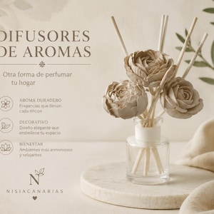 Personalized Peony Reed Diffuser Flower | Custom Name Flower | Sola Wood Flower | Wedding Favor | Home Fragrance | NISIA Canarias