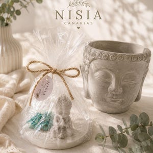 Decorative plaster plate with Buddha | Handmade Zen tray | Jewelry organizer | Boho decor | Handmade gift | NISIA Canarias