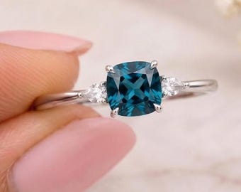 Women Gemstone Ring, Blue Topaz Silver Ring, Elegant Statement Jewelry, Teardrop Inspired Ring, Feminine Gift, December Birthstone