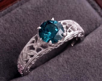 December Birthstone Ring, Natural London Blue Topaz 925 Silver Ring, Blue Gemstone Jewelry for Women December Birthday Gift Silver Gift Ring