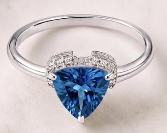 Heartfelt Jewelry Gift for Her, Blue Gemstone Silver Ring, Meaningful Romantic Ring, Elegant Gift for Wife Girlfriend Sister Mother