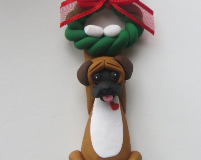 Boxer Dog Polymer Clay Figurine Christmas Ornament Etsy
