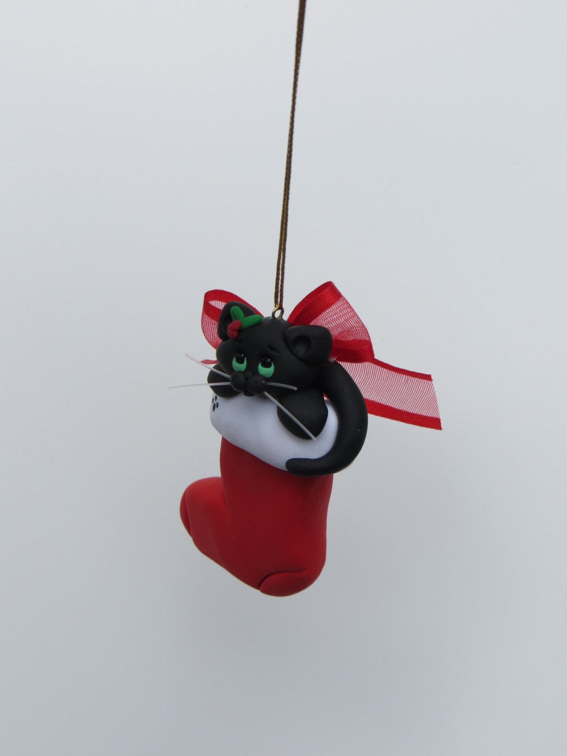 Black Cat Christmas Ornament Polymer Clay Cute Etsy