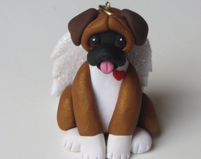 Boxer Dog Angel Polymer Clay Figurine Christmas Ornament Etsy UK