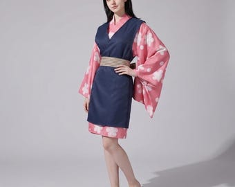 Women's Japanese Inspired Robe Dress | Floral Wide Sleeve Costume | Kimono Style Cosplay Attire