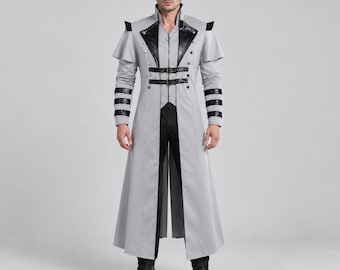 Men's Gothic Long Coat | Fantasy Stage Jacket | Victorian Costume Outerwear | Halloween Party Outfit