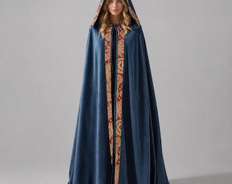 Medieval Hooded Cloak | Gothic Wizard Cape | Renaissance Costume | Halloween Cosplay Cape