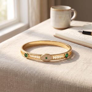 18K guldfyllt onda ögat armband, blå ädelsten guldarmband, geometriskt gångjärnsförsett armband, minimalistiskt armband present till henne, storlek: 59 mm