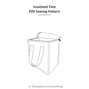 Puede incluir: Dibujo de línea de una bolsa de mano con una parte superior con cremallera y asas. La bolsa de mano está aislada y tiene un patrón de azulejos para imprimir en casa. El patrón incluye instrucciones ilustradas paso a paso y se puede imprimir en papel A4 y carta de EE. UU. El patrón incluye medidas imperiales y métricas.