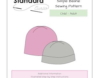 Patron de couture PDF simple bonnet - 7 tailles - enfant - adulte