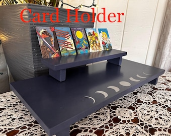 Handmade Reclaimed Wood Altar Table:Moon Phase with Card Holder 2-Tier Shrine