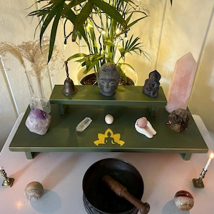 Spiritual Altar Table Hand Made Altar Table for Meditation Buddha Altar Shrine Tabletop Altar Made with Love and Reclaimed Materials