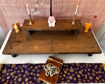 Spiritual Altar Table Hand Made Altar Table for Meditation Moon Altar Shrine with Reclaimed Materials Tabletop Altar Made with Love
