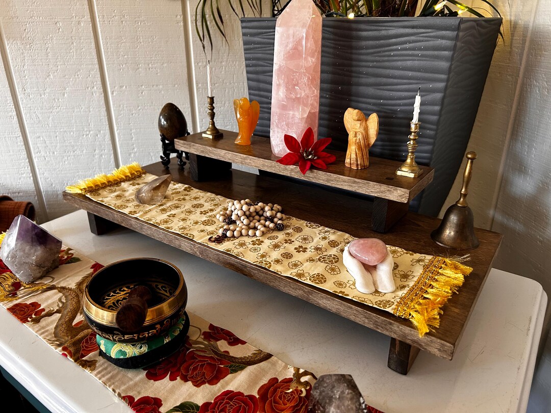 Handmade Reclaimed Wood Altar Table, 2-tier Meditation Shrine No ...