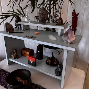 Altar Table Large Hand Made Spiritual Altar Table for Meditation with Reclaimed Materials Altar 3 tier Altar Made with Love