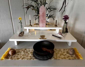 Reclaimed Wood Altar Table – Sacred Space, Meditation Shrine