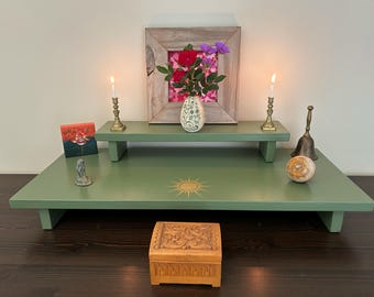 Handmade Altar Table with Reclaimed Wood, Meditation Shrine