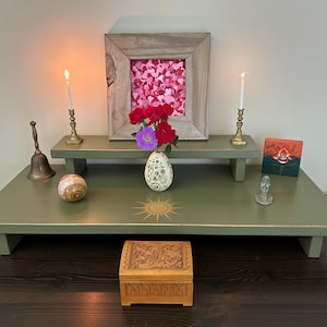 Hand Made Altar Table Spiritual Altar Table for Meditation Altar Shrine with Reclaimed Materials Place of Prayer Spiritual Practice Table