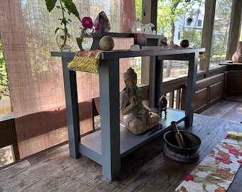 Altar Table Large Hand Made Spiritual Altar Table for Meditation with Reclaimed Materials Altar Large 3 tier Altar Made with Love