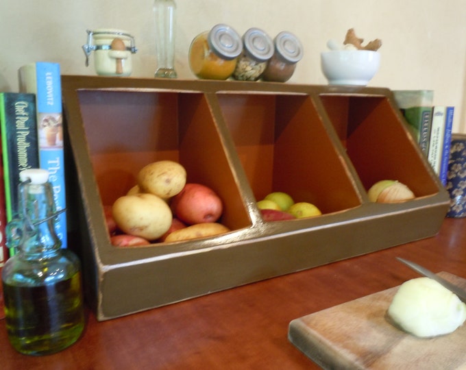 Travis Kitchen Counter Storage Box3 Bin Cubbie in Chocolate Etsy