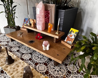 Manifestation Altar - Handmade Reclaimed Wood Altar Table: 2-Tier