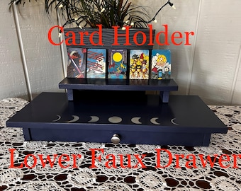 Tarot Card Handmade Reclaimed Wood Altar Table with Faux Drawer