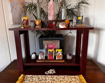 Tarot Altar Table - Handmade 3-Tier: Reclaimed Wood, Meditation & Spiritual Decor