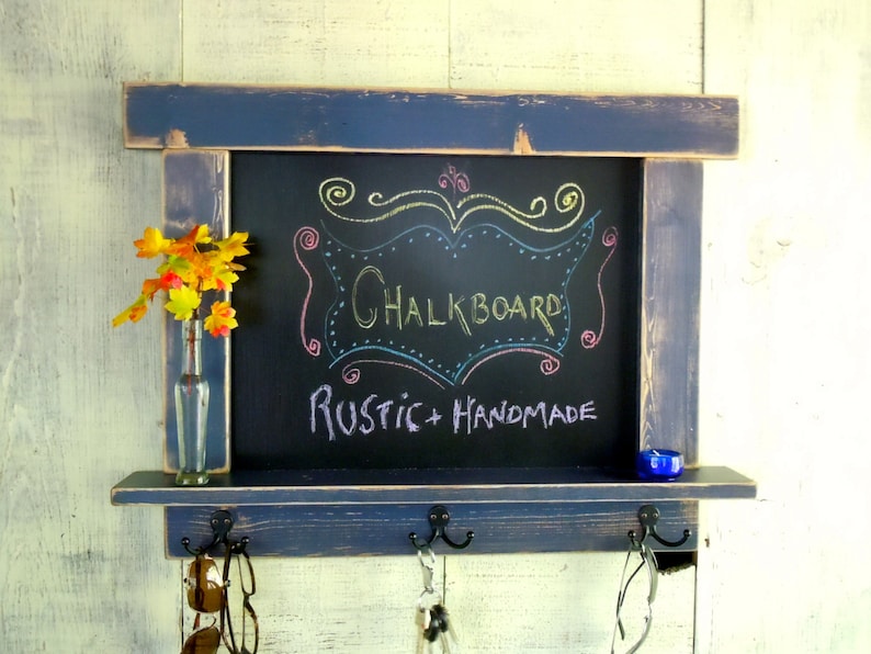 Kitchen Chalkboard Craftsman Style Dark Blue Country Chic Etsy