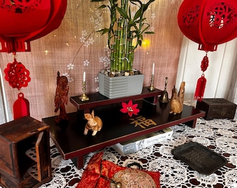 Chinese Good Fortune Altar in Black and Red