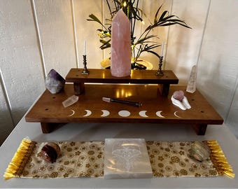 Handmade Altar Table Spiritual Practice Altar Table for Meditation Altar Table Hand Made with Reclaimed Materials Moons 2 Tier