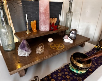 Pagan Altar Table - Handmade and Reclaimed: Pentagram, 2-Tier
